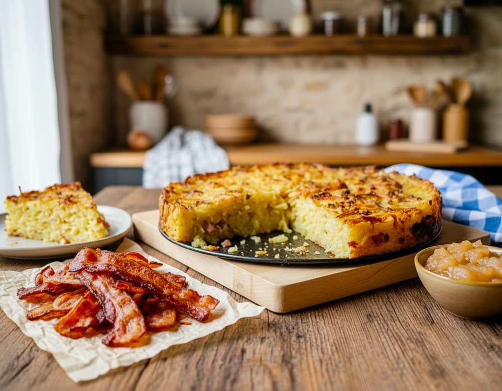 öppekooche Kartoffelauflauf angeschnitten Döppekooche Kartoffelauflauf angeschnitten